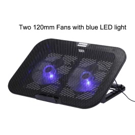 KKMOON Two 120mm LED Fan USB Notebook Cooler 12″-17″ Laptop Cooling Base Pad Chill Mat Adjustable Stand Radiator with USB Port 5 Angles
