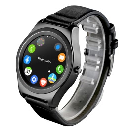 Q2 Smart Watch MTK2502C 64MB RAM 128MB ROM 1.28inch Screen Bluetooth 4.0 Genuine Leather for iPhone IOS 7.0 Android 4.4 Bluetooth 4.0 Above Smartphone Call Reminder Pedometer Sleep Monitor Heart Rate Monitor