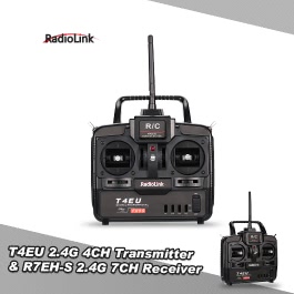 Original RadioLink T4EU-6 2.4G FHSS 6CH Transmitter & R7EH-S 7CH Receiver for RC Helicopter Airplane