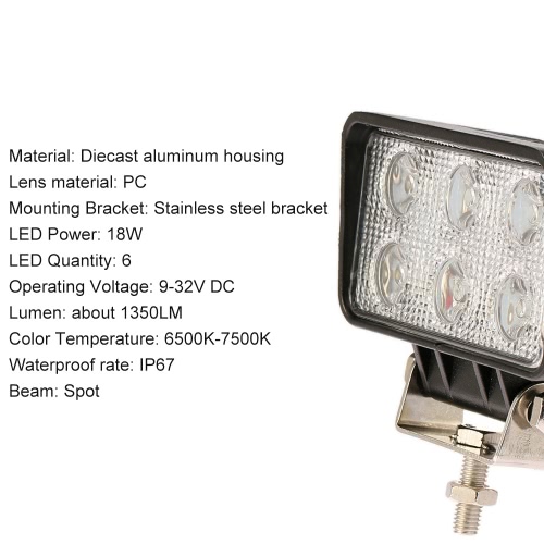KKMOON 18W LED Car Work Light Bar 4.3 Inch 1350LM Spot Beam for Jeep Offroad ATV Truck SUV 12V 24V от Tomtop.com INT KKMOON 18W LED Car Work Light Bar 4.3 Inch 1350LM Spot Beam for Jeep Offroad ATV Truck SUV 12V 24V от Tomtop.com INT