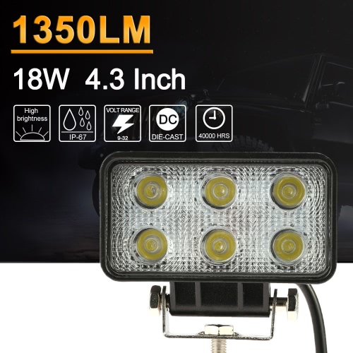 KKMOON 18W LED Car Work Light Bar 4.3 Inch 1350LM Spot Beam for Jeep Offroad ATV Truck SUV 12V 24V от Tomtop.com INT KKMOON 18W LED Car Work Light Bar 4.3 Inch 1350LM Spot Beam for Jeep Offroad ATV Truck SUV 12V 24V от Tomtop.com INT