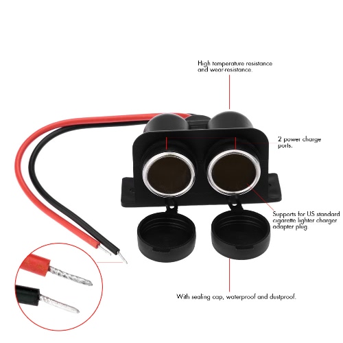 Car Cigarette Lighter Splitter Power Socket Adapter 2 Ports 12V Waterproof от Tomtop.com INT Car Cigarette Lighter Splitter Power Socket Adapter 2 Ports 12V Waterproof от Tomtop.com INT