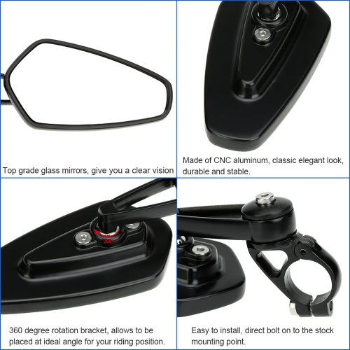 Pair of Motorcycle Universal 7/8" Handle Bar End Rearview Mirror CNC Aluminum 360° Rotation Bracket Side View Mirrors от Tomtop.com INT Pair of Motorcycle Universal 7/8" Handle Bar End Rearview Mirror CNC Aluminum 360° Rotation Bracket Side View Mirrors от Tomtop.com INT