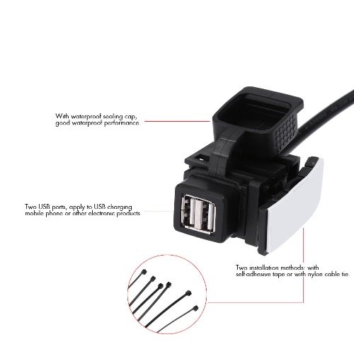 Motorcycle Dual USB Charger Power Adapter Waterproof 1A 1.1A от Tomtop.com INT Motorcycle Dual USB Charger Power Adapter Waterproof 1A 1.1A от Tomtop.com INT
