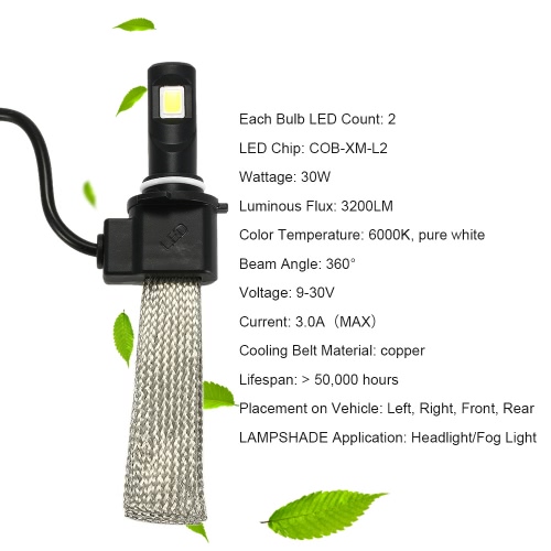 KKMOON 1 Pair of 30W 3200LM 9006 COB Chip LED Headlight Fog Light 12V 24V Car Upgrade Replacement Bulb Beam Kit 6000K White от Tomtop.com INT KKMOON 1 Pair of 30W 3200LM 9006 COB Chip LED Headlight Fog Light 12V 24V Car Upgrade Replacement Bulb Beam Kit 6000K White от Tomtop.com INT