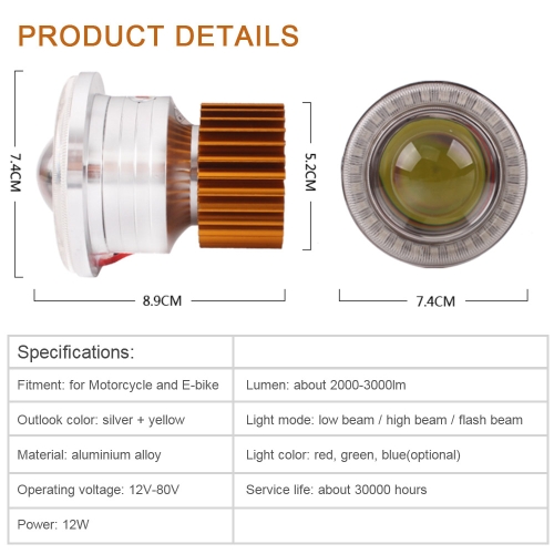 12V Hi/Lo/Flash Beam DIY LED Headlight Kit with Angel Eyes & Devil eyes for Motorcycle E-bike от Tomtop.com INT 12V Hi/Lo/Flash Beam DIY LED Headlight Kit with Angel Eyes & Devil eyes for Motorcycle E-bike от Tomtop.com INT