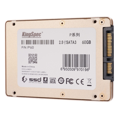 KingSpec P60 SATA III 3.0 2.5" 60GB MLC Digital SSD Solid State Drive with Cache for PC