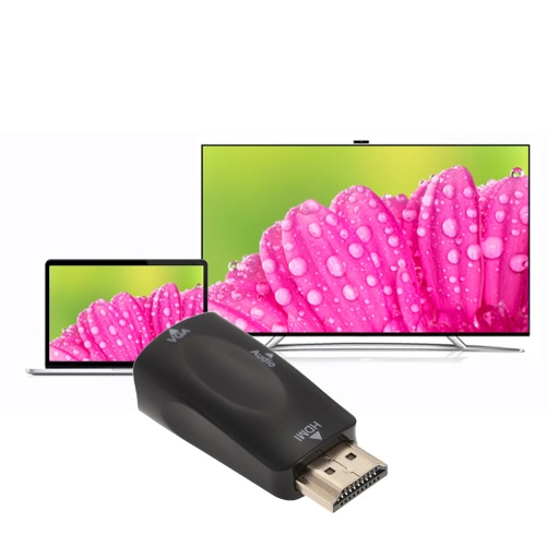 

1080P Gold-Plated HDMI Male to VGA Female Converter Adapter with 3.5mm Audio Port for PC/Projector/Laptop/DVD