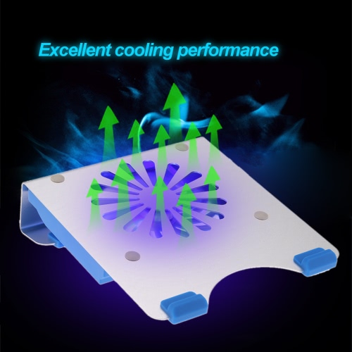 

iDock Aluminum Laptop USB Cooler Pad Cooling Base Chill Mat Radiator with 140mm LED Fan for 7"-15.6" Notebook
