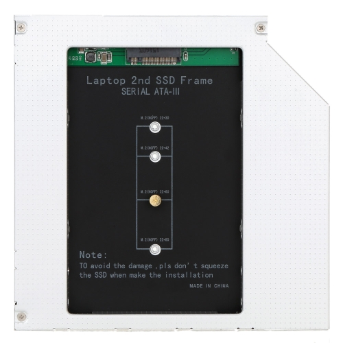 

2nd SSD Frame M.2 (NGFF) to Sata for 12.7/9.5mm Universial CD/DVD-ROM Optical Drive Bay