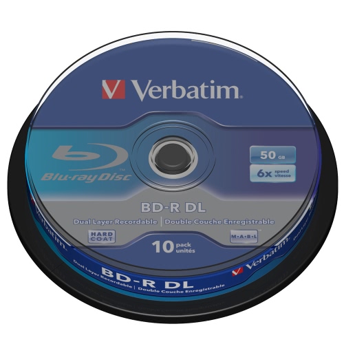 

Verbatim DL BD-R 50GB 6X 10PK Spindle Double Dual Layer Blu-ray Recordable Media Disc Branded Compact Write Once Data Storage 43746