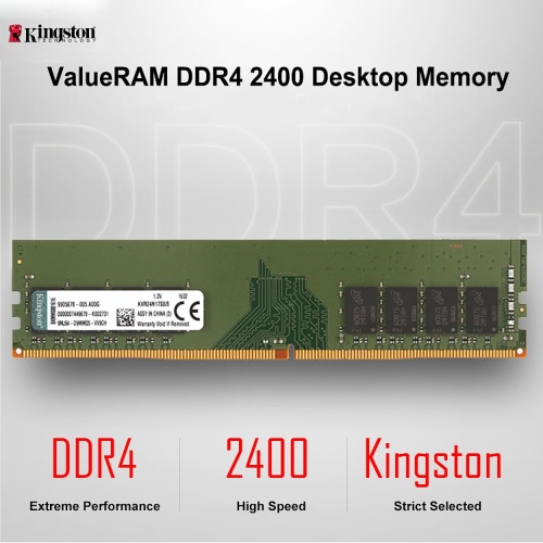 

Kingston ValueRam 8GB DDR4 2400MHz Memory Module Ram Non-ECC PC4-2400 CL17 280-Pin U-DIMM 1.2V 1Rx8 for Desktop KVR24N17S8/8