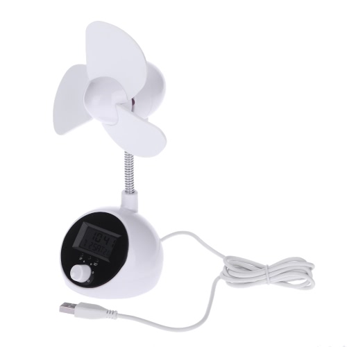 

Mini Portable USB Cooling Desk Fan Adjustable Speed Switch Table Personal Fan with Time Clock Calendar Temperature for Laptop Notebook Power Bank