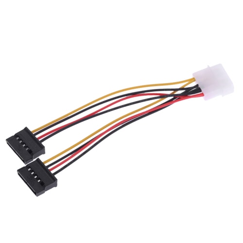 

SATA Power Splitter Y-Cable 4 Pin IDE/Molex Male to Dual 15 Pin SATA Female Power Adapter for HDD/SSD/Hard Drive