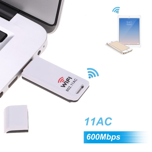 

600Mbps 11AC USB 2.0 2.4G/5.8G Dual Band Wireless WiFi Adapter Receiver Wireless-N Network Card 802.11ac/a/b/g/n