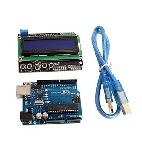

Funduino UNO R3 + LCD 1602 Keypad Shield V2.0 LCD1602 Expansion Board Building Blocks -Deep Blue