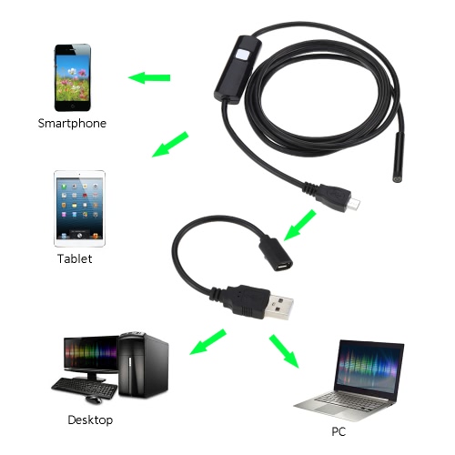 

7.0mm 2m Digital USB Endoscope Borescope Handheld Inspection Snake Camera 6 Adjustable Led for Android Smartphone/Laptop