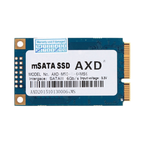 

AXD MSATA 6Gb/s 64GB MLC Digital Flash SSD Solid State Drive Storage Devices