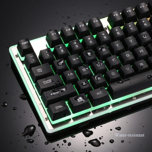 

Kkmoon Ergonomic Colorful Rainbow LED Illuminated Backlit Esport Gaming Game Qwerty Keyboard USB Wired Water-resistant with 104 Keys