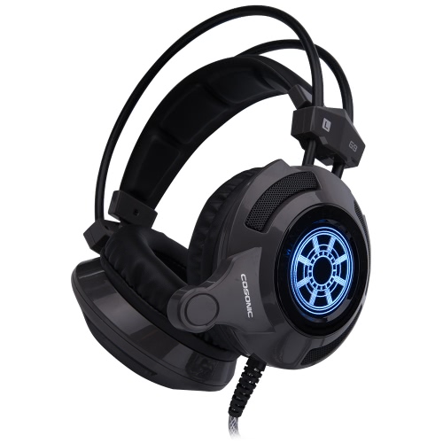 

Cosonic G9 Professional Esport Gaming Stereo Music Headset Headphone Over-ear USB 3.5mm Wired with Mic LED Light for Mac Laptop PC Computer