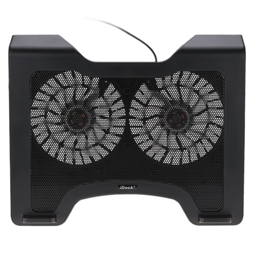 

iDock Laptop USB Cooler Pad Cooling Base Chill Mat Radiator with Two 140mm LED Fans for 12"-16" Notebook