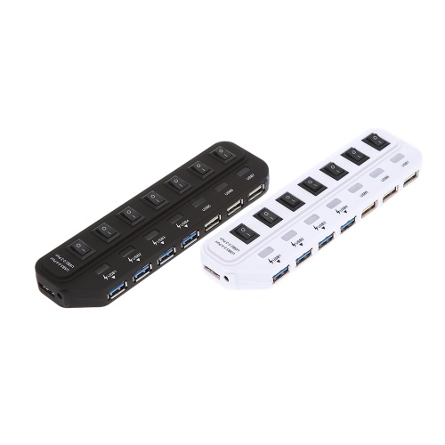 

Portable 5G Mbps Super Speed 7 Ports 7 Switches USB 3.0 2.0 Hub Splitter with Power Port for Mac OS Linux Windows