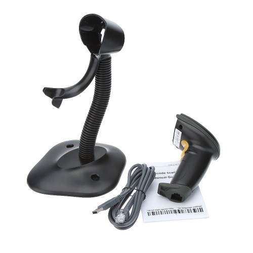 

Auto Sensing High Performance Bi-directional USB Cable Laser Barcode Scanner with Plastic Support Base Handheld Barcode Scanning Gun for Supermarket Shop