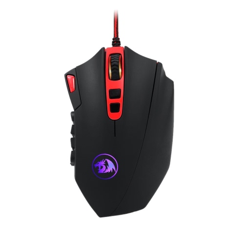 

REDRAGON 16400DPI Adjustable USB Wired Gaming Mouse 18 Programmable Buttons 1 Profile Button 5 Programmable User Profiles Weight Tuning Catridge for PC