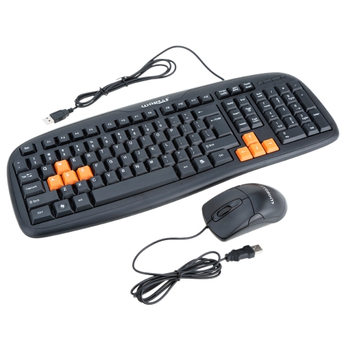 

Warwolf Office USB Wired Business Keyboard & 1200DPI 3D Optical Mouse Combo Set Kit for PC Laptop Notebook Desktop