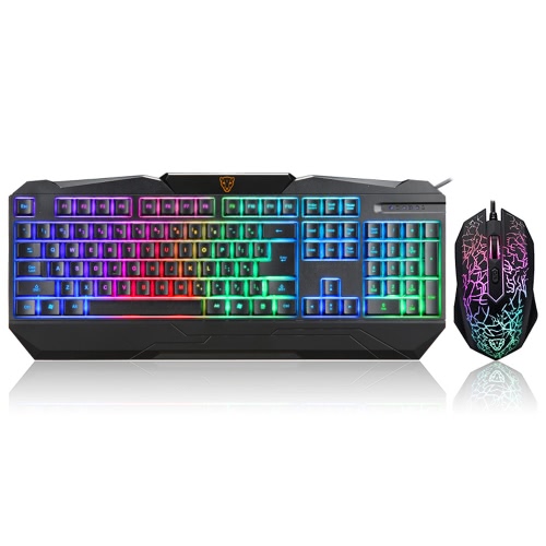 

MOTOSPEED USB Wired Gaming Esport Keyboard & DPI Optical Mouse Combo Set Kit Colorful LED Backlit for PC Laptop Notebook Desktop