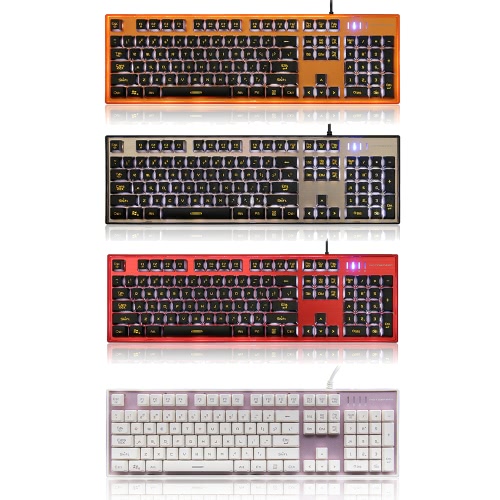 

Motospeed K10 Ergonomic Multimedia Illuminated Professional Esport Gaming Keyboard Rainbow Breathing LED Backlit 104 Keys USB Wired