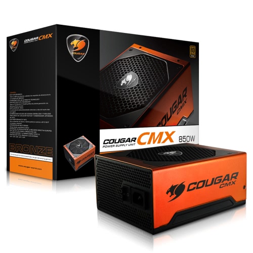 

COUGAR CMX850 850W ATX12V 80 PLUS BRONZE Certified Active PFC Power Supply 140mm Fan A100-240V