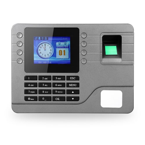 Biometric Fingerprint Password Attendance Machine Employee Checking-in Recorder 2.8 inch LCD Screen DC 9V Time Attendance Clock