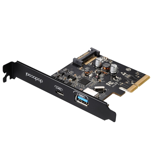 

dodocool USB 3.1 Gen II (10 Gbps) Type-C and Type-A 2-Port PCI Express PCI-E Card for Desktop PC