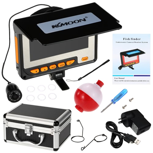 

KKMOON HD 1200TVL Underwater Fish Finder Kit with 4.3” LCD Monitor + 20M Camera + 8G TF Card + 4000mah Rechargeable Battery + Portable Alloy Case + Bracket + Lanyard support Video Record Photograph Waterproof Infrared Night View Plug and Play for Ice/Sea/