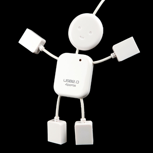 

4 Port USB 2.0 High Speed Hub for PC Laptop Doll Man Design White