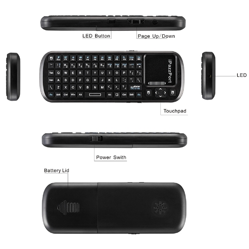 

iPazzPort 84 Keys Mini Handheld Wireless Bluetooth Keyboard Touchpad Scroll Bar for Smart TV Tablet PC