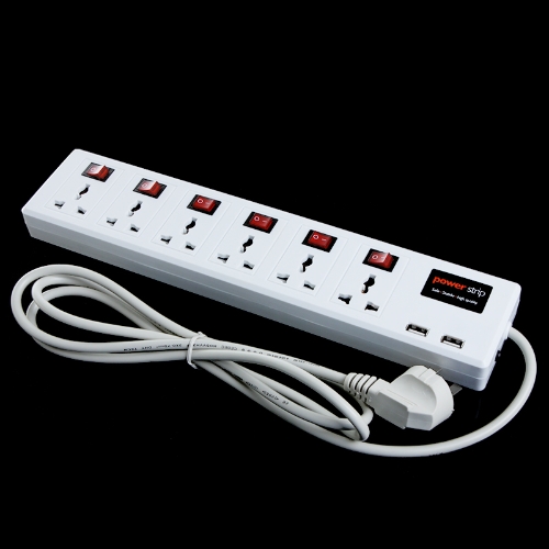 

6 Universal Outlet & 2 USB Charger Port Power Strip