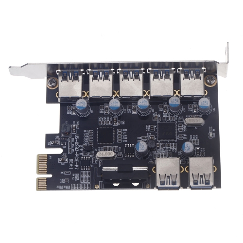 7 Port Superspeed USB 3.0 2 Internal PCI-e PCI Express Expansion Card with 5V 4 Pin Power Connector for Desktops